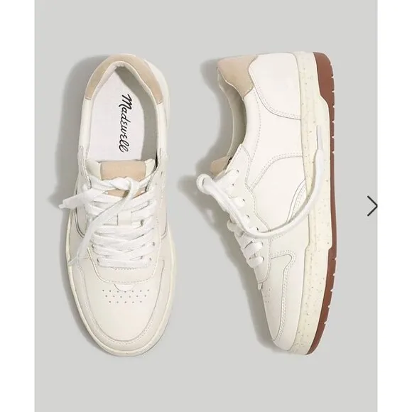 Madewell Womens $98 Court Sneakers White Leather Size 9.5 MC696