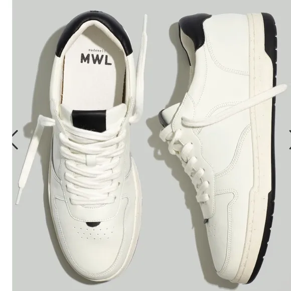 Madewell Women’s Black/White Court Leather Sneakers Size 9