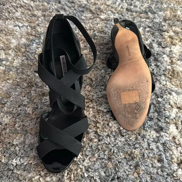 Manolo Blahnik Black Strappy Women's Heels