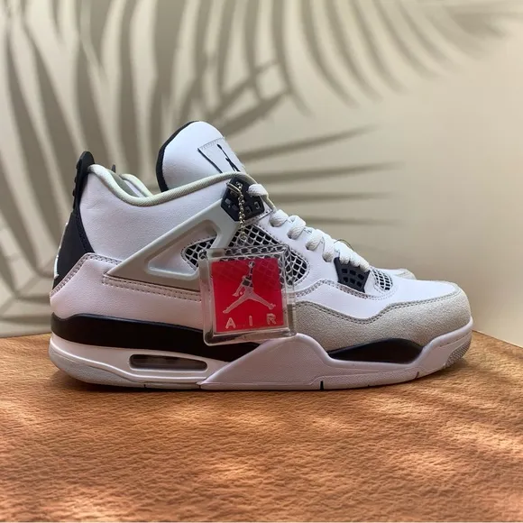 Man’s Size 10.5 Military Black Jordan 4 White and Black Sneakers