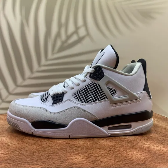 Man’s Size 10.5 Military Black Jordan 4 White and Black Sneakers