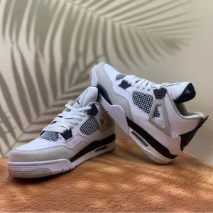 Man’s Size 10.5 Military Black Jordan 4 White and Black Sneakers