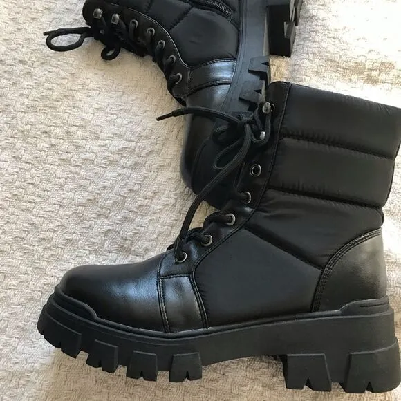Marc Fisher combat boots Y2K goth Streetwear lace up size 8.5 black NWOT