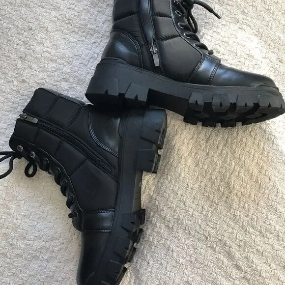 Marc Fisher combat boots Y2K goth Streetwear lace up size 8.5 black NWOT