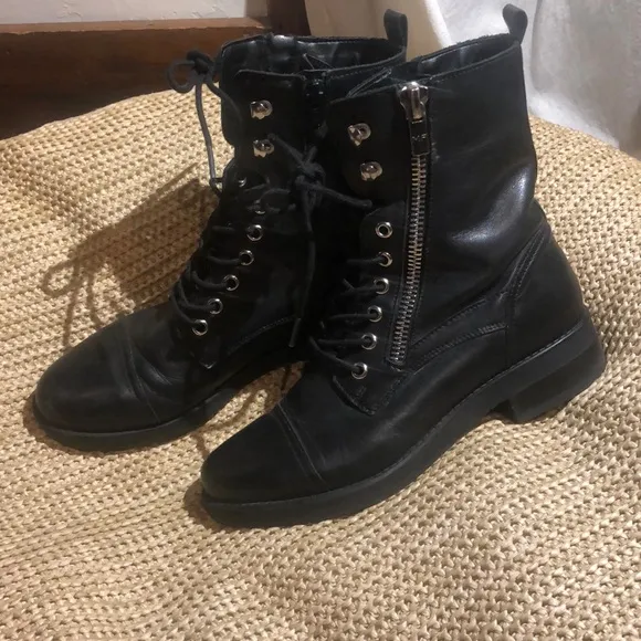 MARC FISHER • lace up combat leather boots