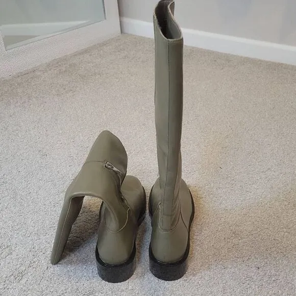 Marc Fisher LTD Phidias Lugsole Boots Olive Leather Size 8