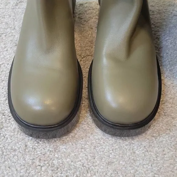 Marc Fisher LTD Phidias Lugsole Boots Olive Leather Size 8