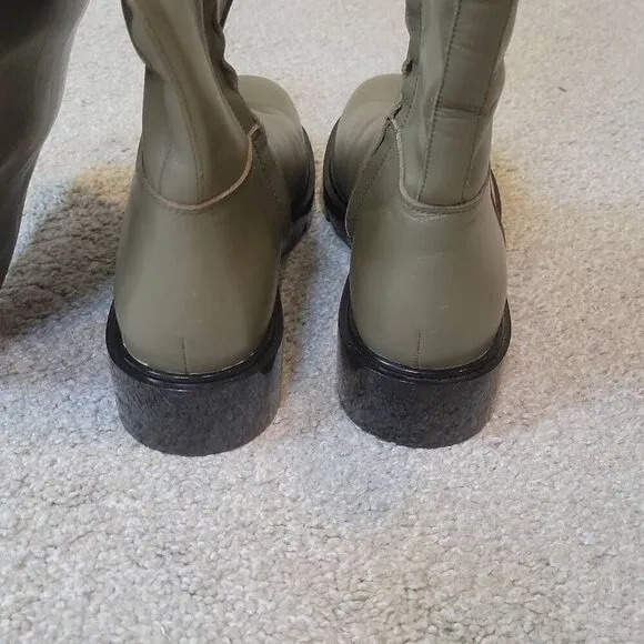 Marc Fisher LTD Phidias Lugsole Boots Olive Leather Size 8