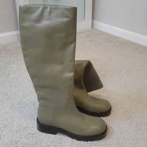 Marc Fisher LTD Phidias Lugsole Boots Olive Leather Size 8