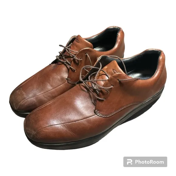 MBT MEN’S KABISA TOFFEE LEATHER OXFORD COMFORT ROCKER TONING SHOES US‎ 11-11.5