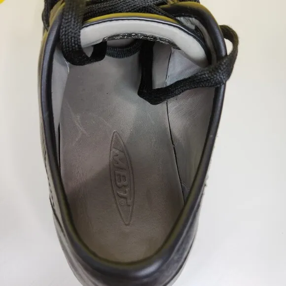 MBT Women's Walking Shoes Sz. 8-8.5 Pata Black All Leather Rocker Lace Comfort