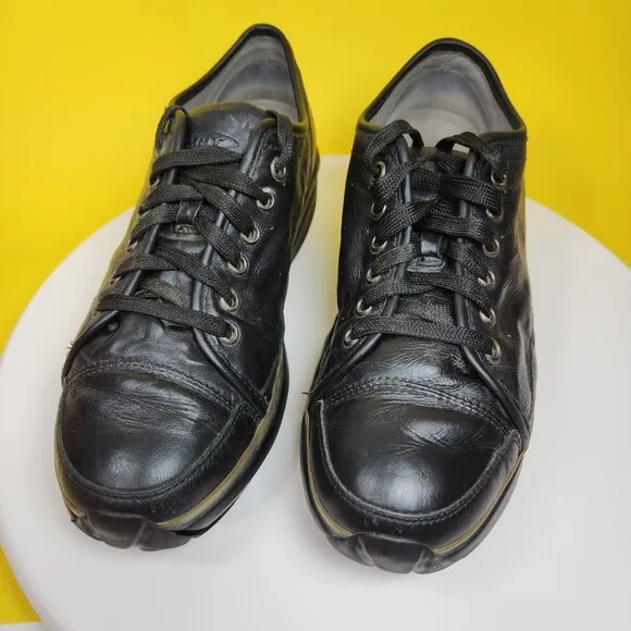 MBT Women's Walking Shoes Sz. 8-8.5 Pata Black All Leather Rocker Lace Comfort