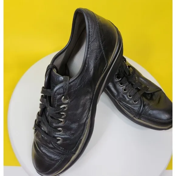 MBT Women's Walking Shoes Sz. 8-8.5 Pata Black All Leather Rocker Lace Comfort