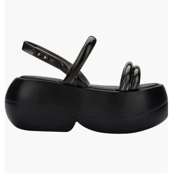 Melissa Airbubble Sandles Shoes Black Womens Size 8 NWT
