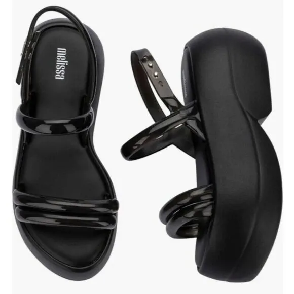 Melissa Airbubble Sandles Shoes Black Womens Size 8 NWT