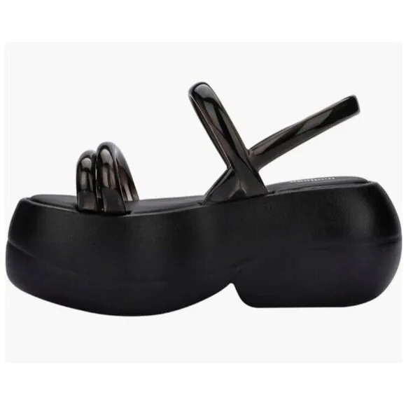 Melissa Airbubble Sandles Shoes Black Womens Size 8 NWT