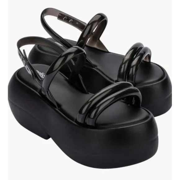 Melissa Airbubble Sandles Shoes Black Womens Size 8 NWT