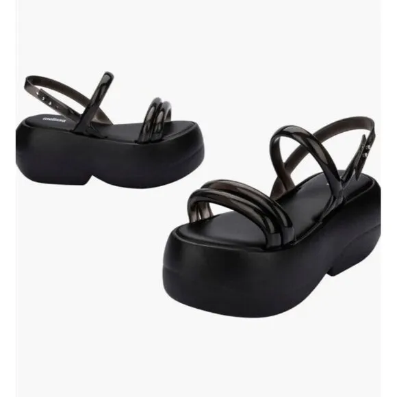 Melissa Airbubble Sandles Shoes Black Womens Size 8 NWT
