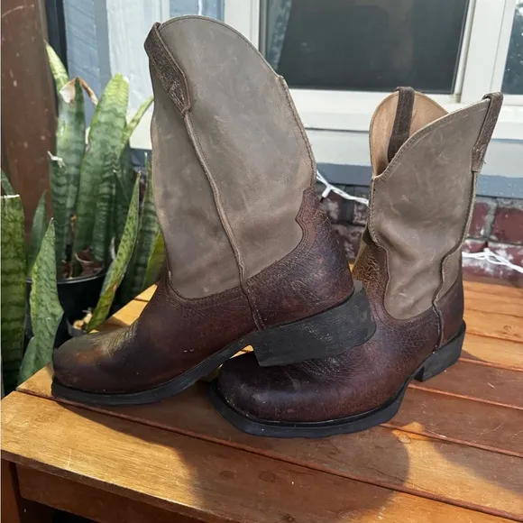 MENS ARIAT ATS COWBOY SQ TOE BROWN BOOTS SIZE 11.5 D