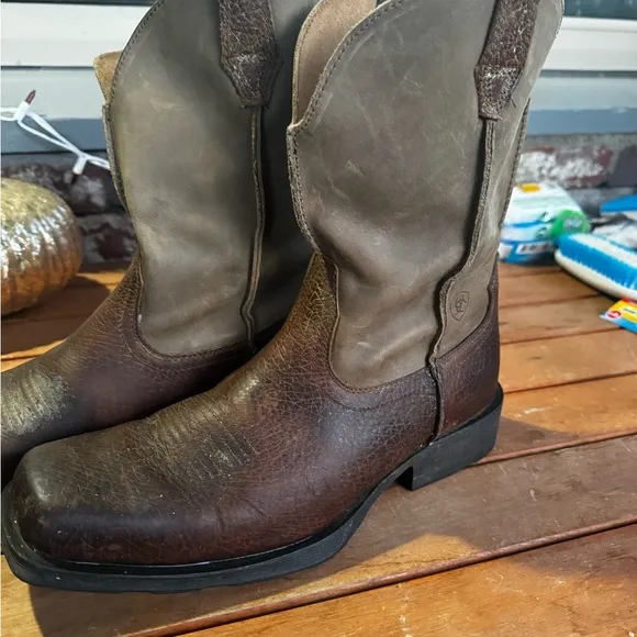 MENS ARIAT ATS COWBOY SQ TOE BROWN BOOTS SIZE 11.5 D