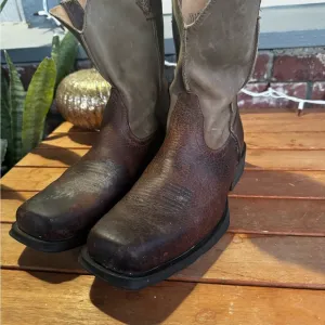 MENS ARIAT ATS COWBOY SQ TOE BROWN BOOTS SIZE 11.5 D