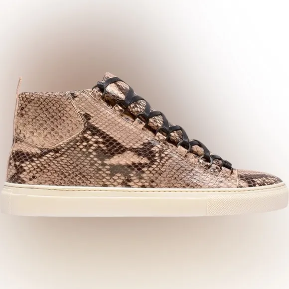 Mens Balenciaga Arena High 'Python' Trainers  | Size 43 | Brown and Black