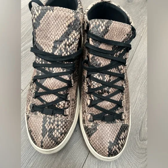Mens Balenciaga Arena High 'Python' Trainers  | Size 43 | Brown and Black