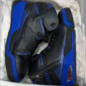 Men's Black and Blue High-Top Sneakers Versace
