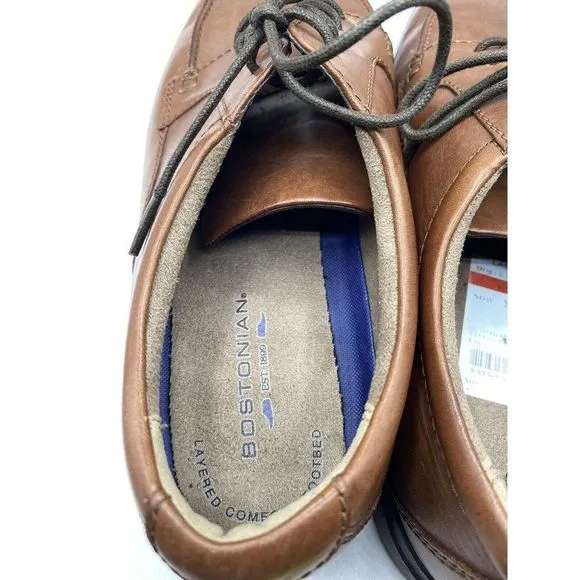 Men's Bostonian Layered  Comfort Footbed Dress Shoes, Brown Leather 11.5M. New