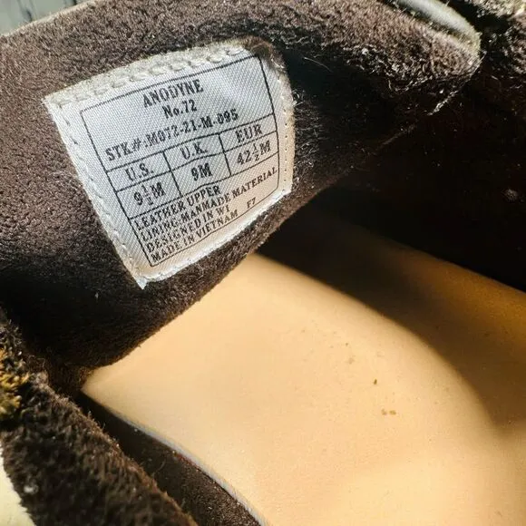 Men’s Brown Leather Casual Comfort Shoes Anodyne Sz 9 .1/2M no. 72