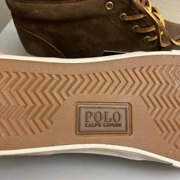 Men's Brown Suede Shoes. Polo Ralph Lauren men's genuine suede sneakers.