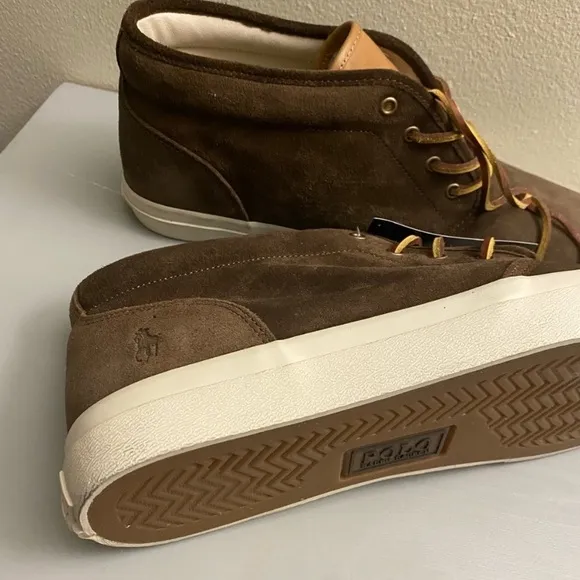 Men's Brown Suede Shoes. Polo Ralph Lauren men's genuine suede sneakers.