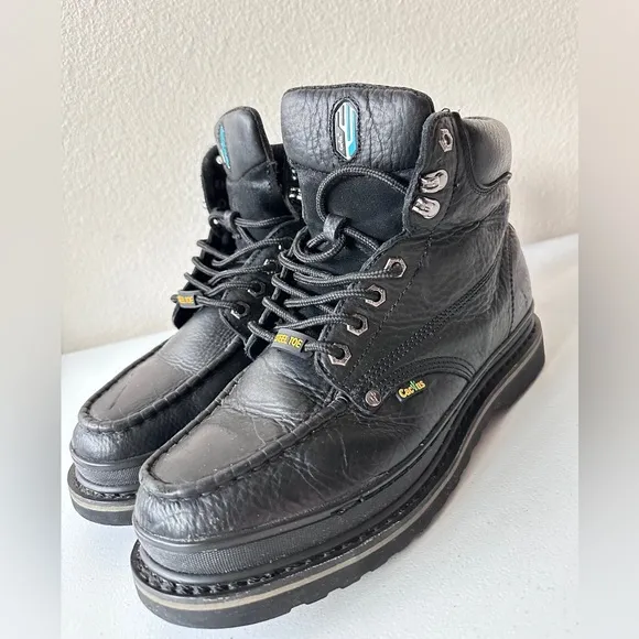 MEN'S CACTUS BLACK STEEL TOE OIL &amp; SLIP RESISTANT WORK BOOT SIZE 10