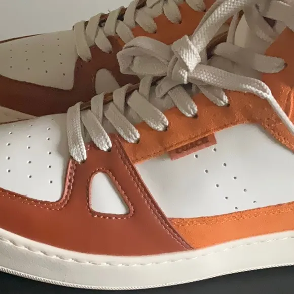 Men’s Coach High-Top Sneakers in Orange and White