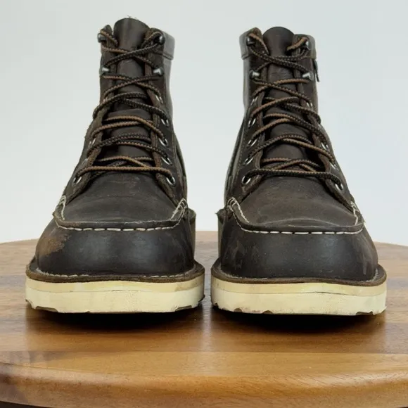Mens Danner Bull Run Moc Toe 6&quot; Steel Toe Brown Leather Combat Work Boots Size 7