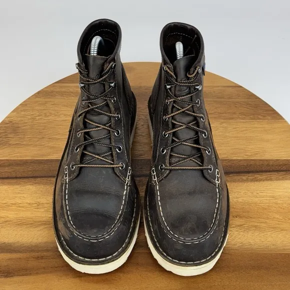 Mens Danner Bull Run Moc Toe 6&quot; Steel Toe Brown Leather Combat Work Boots Size 7