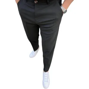 Men's  Dress Pants Slim Fit Plaid Pants Business Suit  Casual  Pants