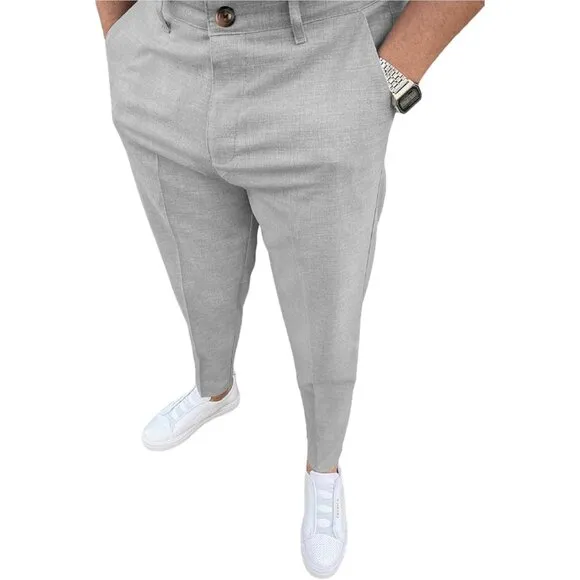 Men's Dress Pants Slim Fit Plaid Pants Business Suit Pants Casual Golf Pants