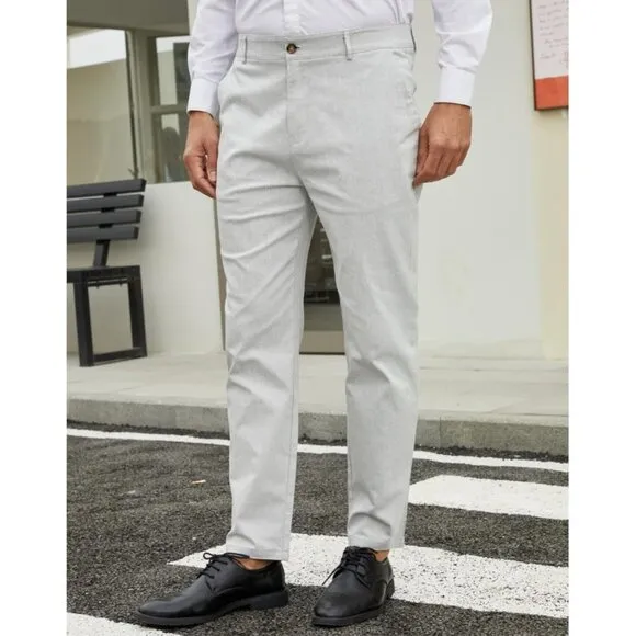 Men's  Dress Pants Slim Fit Plaid Pants Business Suit Pants Casual Golf Pants