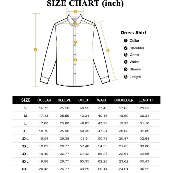 Men's Dress Shirts Long Sleeve Slim Fit Dress Shirts for Men Button-Down Shirt