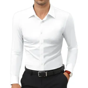 Men's Dress Shirts Long Sleeve Slim Fit Dress Shirts for Men Button-Down Shirt