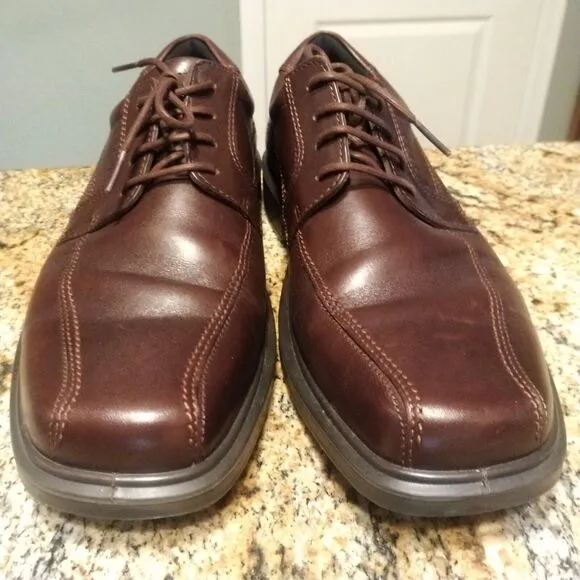 Mens Ecco Lace Up Brown Dress Work Shoes Size 43 (10 US) EUC