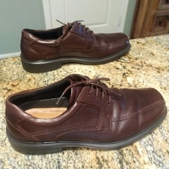 Mens Ecco Lace Up Brown Dress Work Shoes Size 43 (10 US) EUC