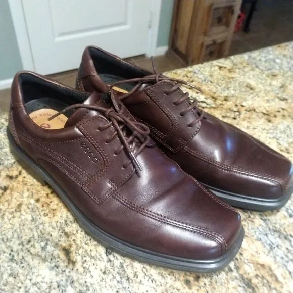 Mens Ecco Lace Up Brown Dress Work Shoes Size 43 (10 US) EUC