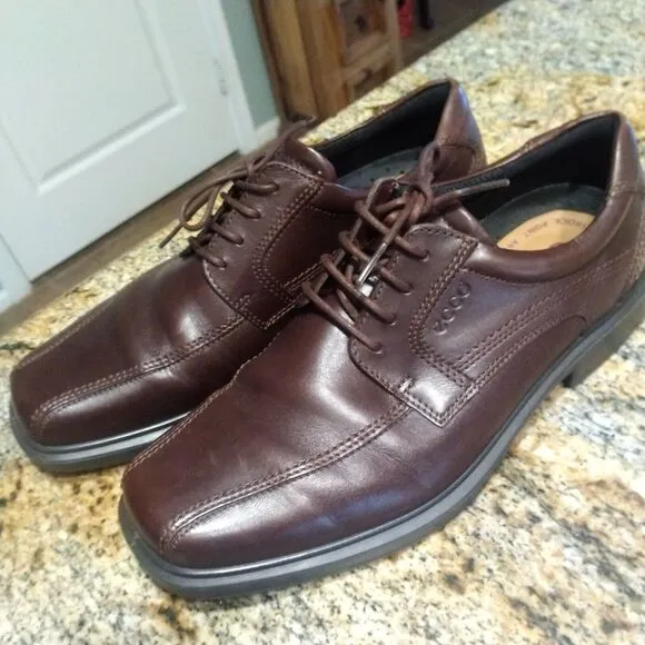 Mens Ecco Lace Up Brown Dress Work Shoes Size 43 (10 US) EUC