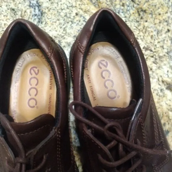 Mens Ecco Lace Up Brown Dress Work Shoes Size 43 (10 US) EUC