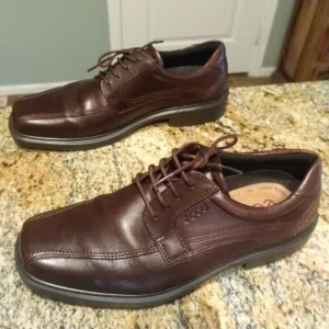 Mens Ecco Lace Up Brown Dress Work Shoes Size 43 (10 US) EUC