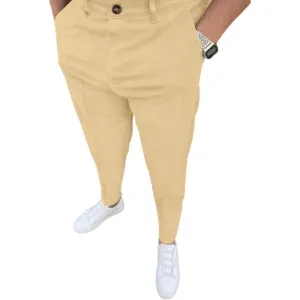 Men's Fashion Stretch Dress Pants Slim Fit Plaid Pants Business Suit Pants