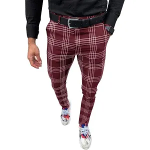 Men's Fashion Stretch Dress Pants Slim Fit Plaid Pants casual pants