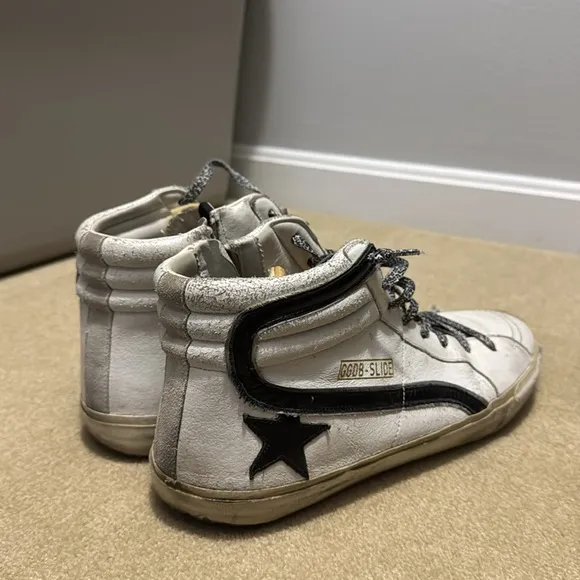 Men’s Golden Goose Distressed Leather High Top Sneakers